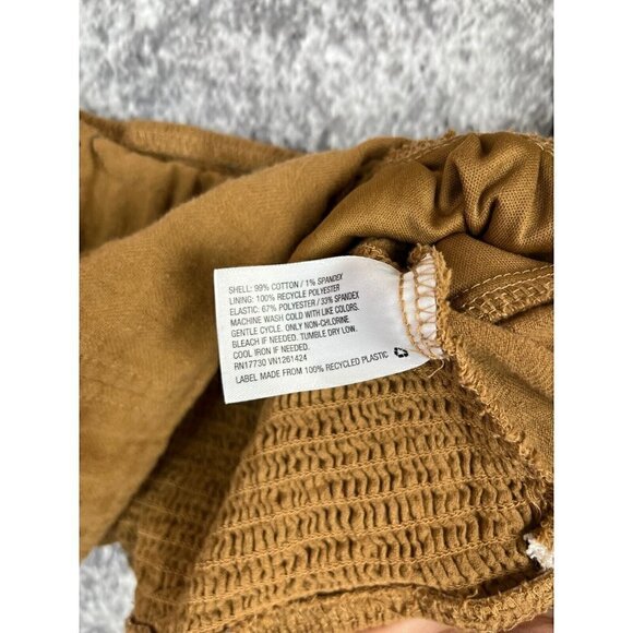 Wild Fable Rust Brown Cropped Ruched Smocked puff Sleeve Top Blouse Womens Small - Picture 10 of 12